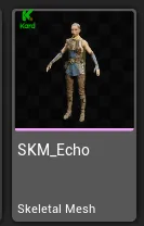 Unreal Content browser showing an asset with the Kard Logo in the top left corner