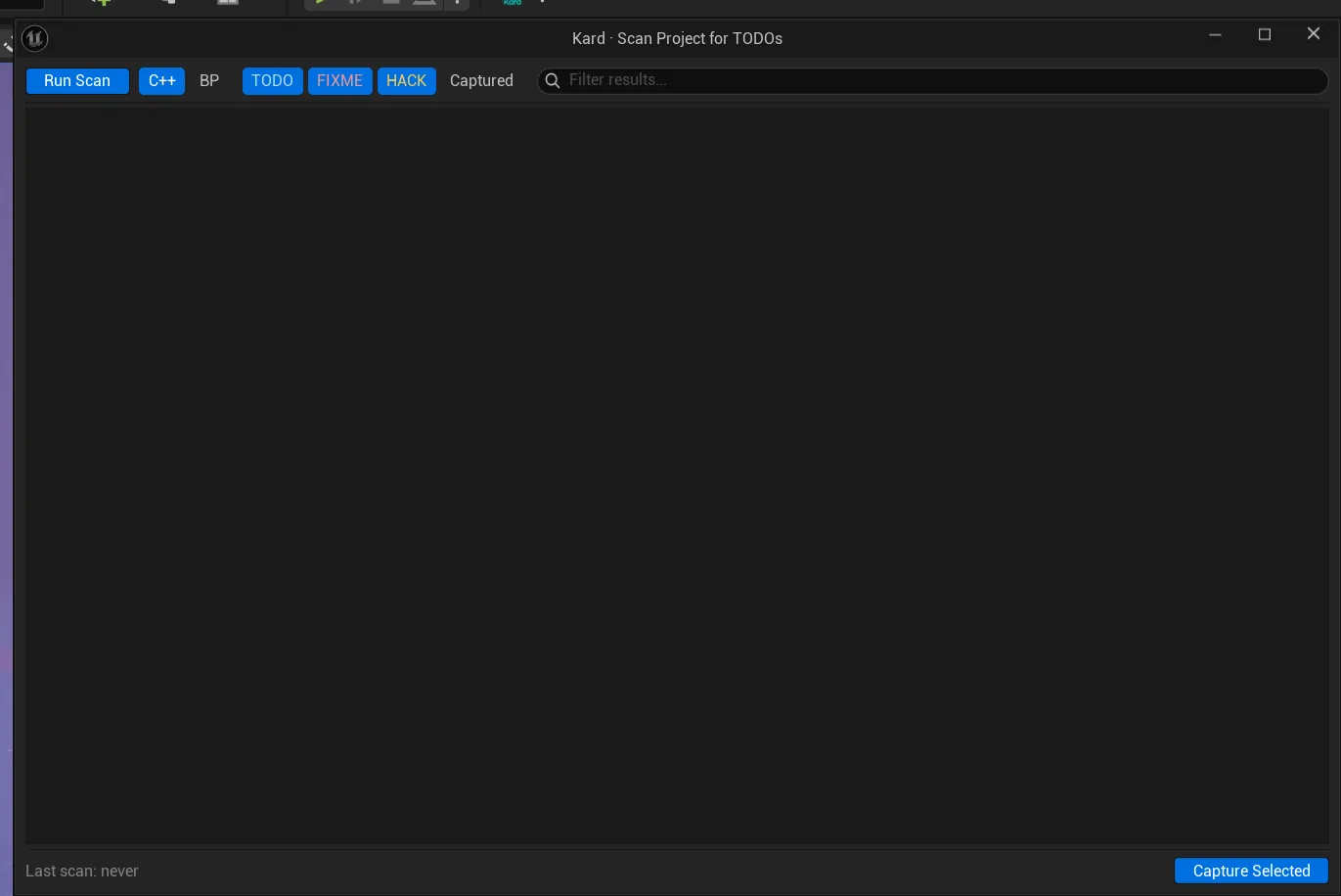 The TODO scanner results window